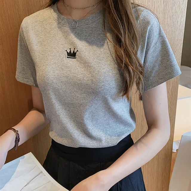 Женская хлопковая Футболка Harajuku летние базовые футболки с коротким рукавом
