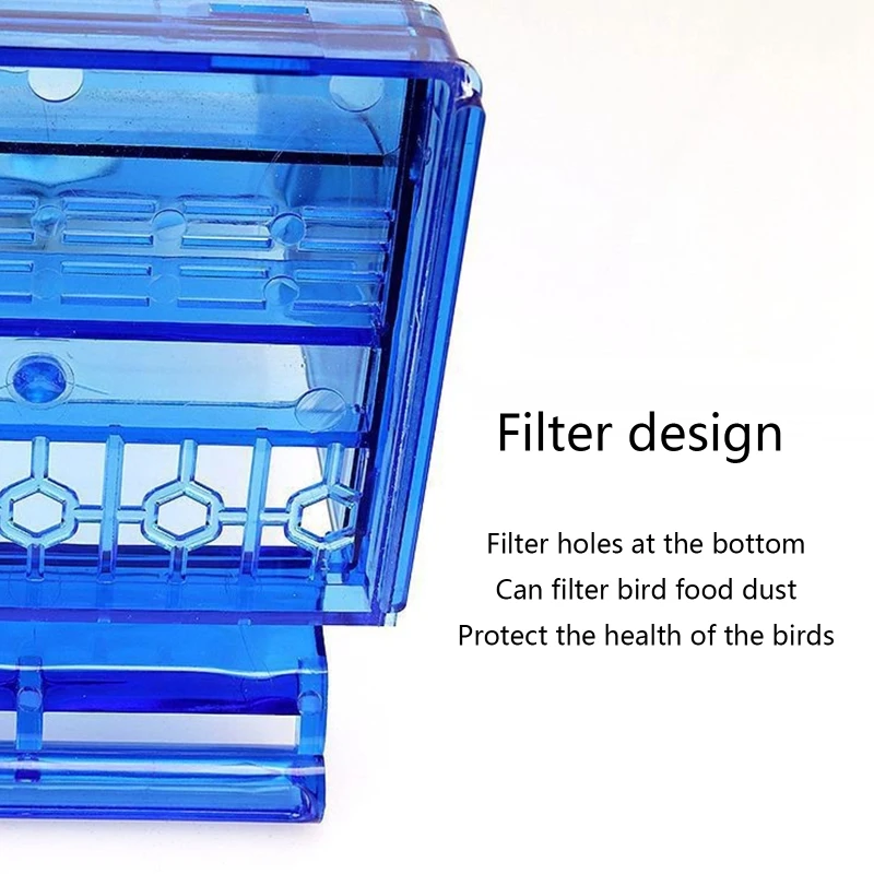 Hanging Bird Feeders Automatic Food Dispenser for Parrot Acrylic Clear Food Container with Perch for Budgie Cockatiel Conure