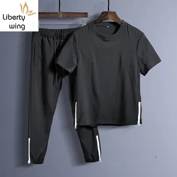 

Summer Breathable Men Cotton Linen Tracksuit Casual Outside Ropa Deportiva Hombre Short Sleeve Jogging Two Piece Set Ensemble