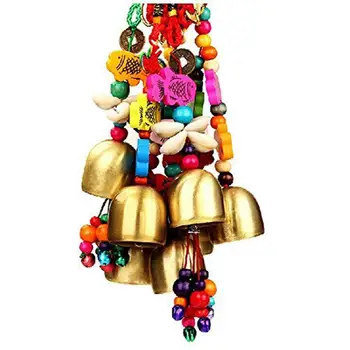 

Handmade Lucky Gift National Wind Bronze Bell Wood Fish Pendant Mobile Wind Chime Home Garden Outdoor Living Decoration