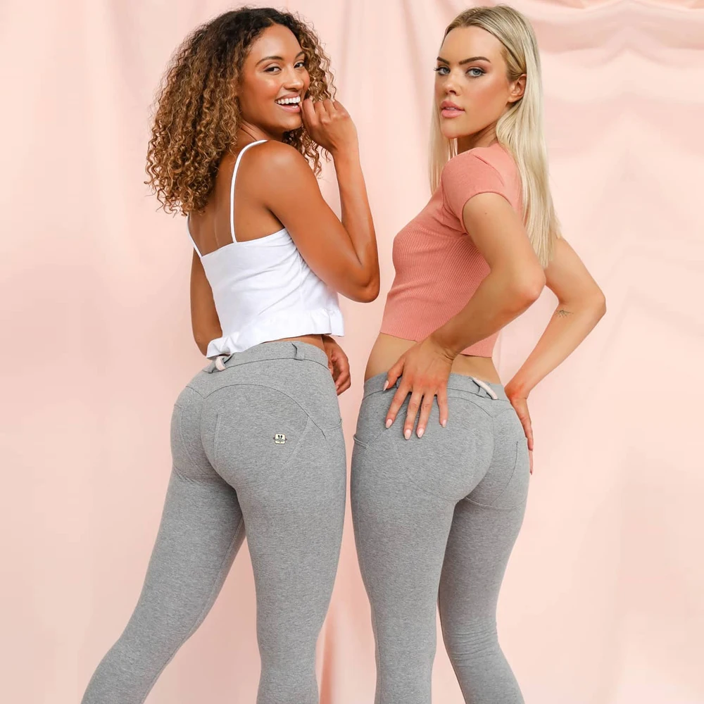 

Grey Pants Women Mid Waist Leggings Girls Sportswear Fitness Yoga Leggins Knitted Sport Wear Melody 2020 Winter Drop Shipping