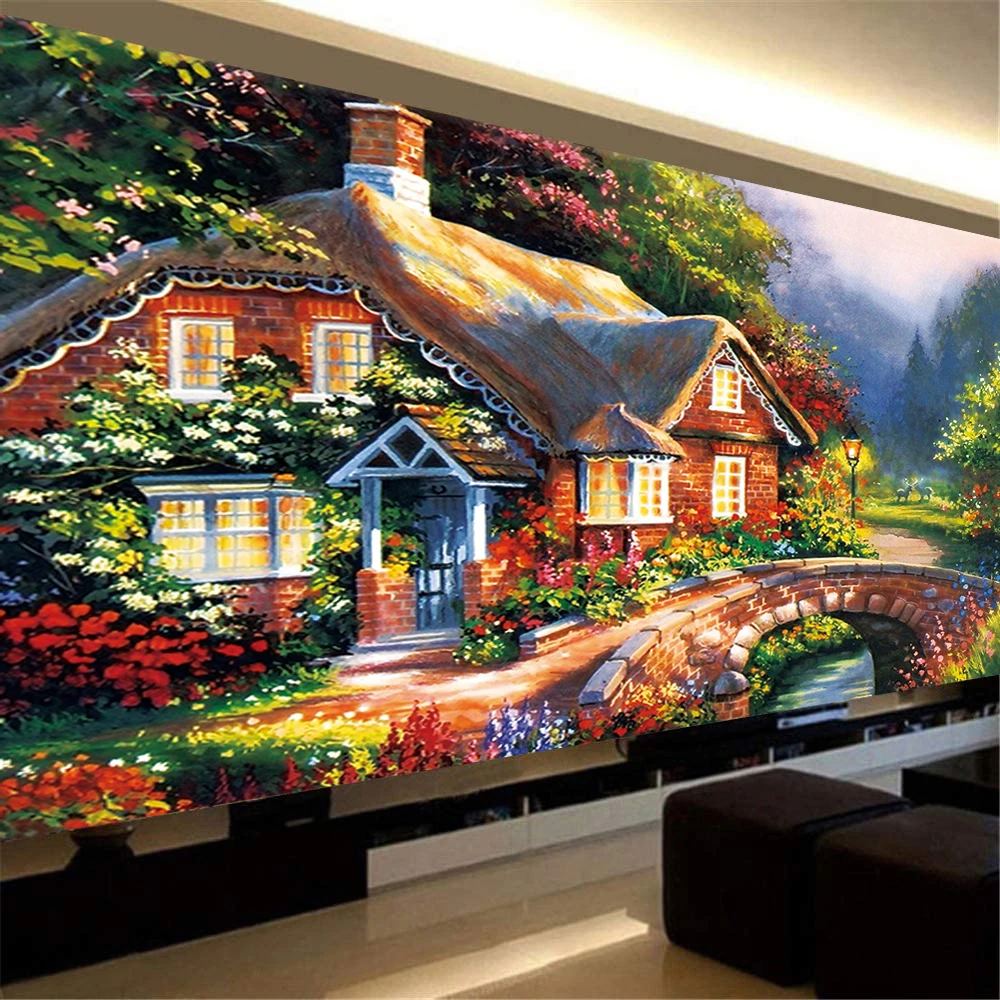 5D Diy Алмазная Картина Вышивка крестом сад дом Пейзаж Кристалл бриллиантовой