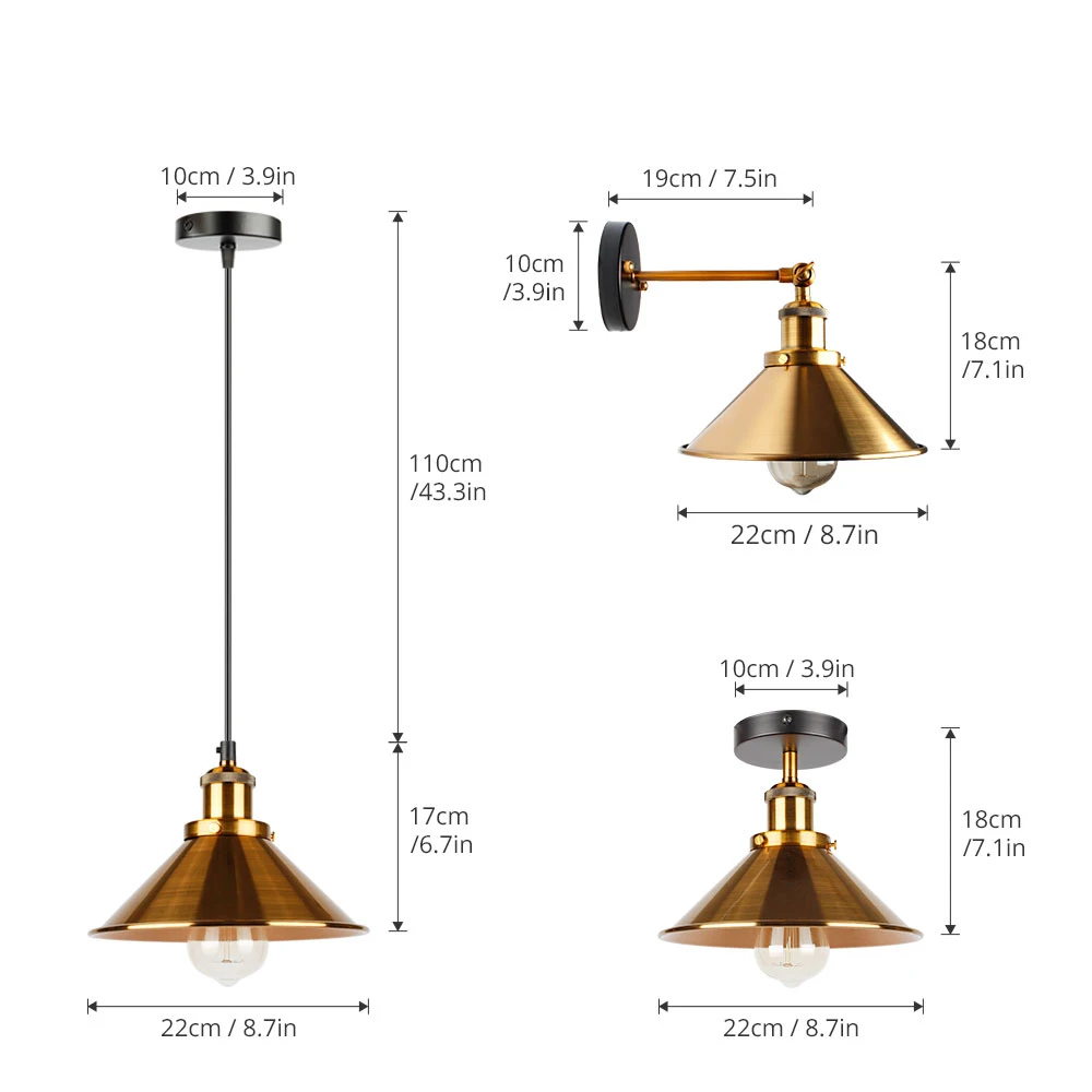 Настенный светильник, Настенный бра, промышленный ретро бра, золотой абажур, потолочный светильник для гостиной, спальни, светильник, светильники