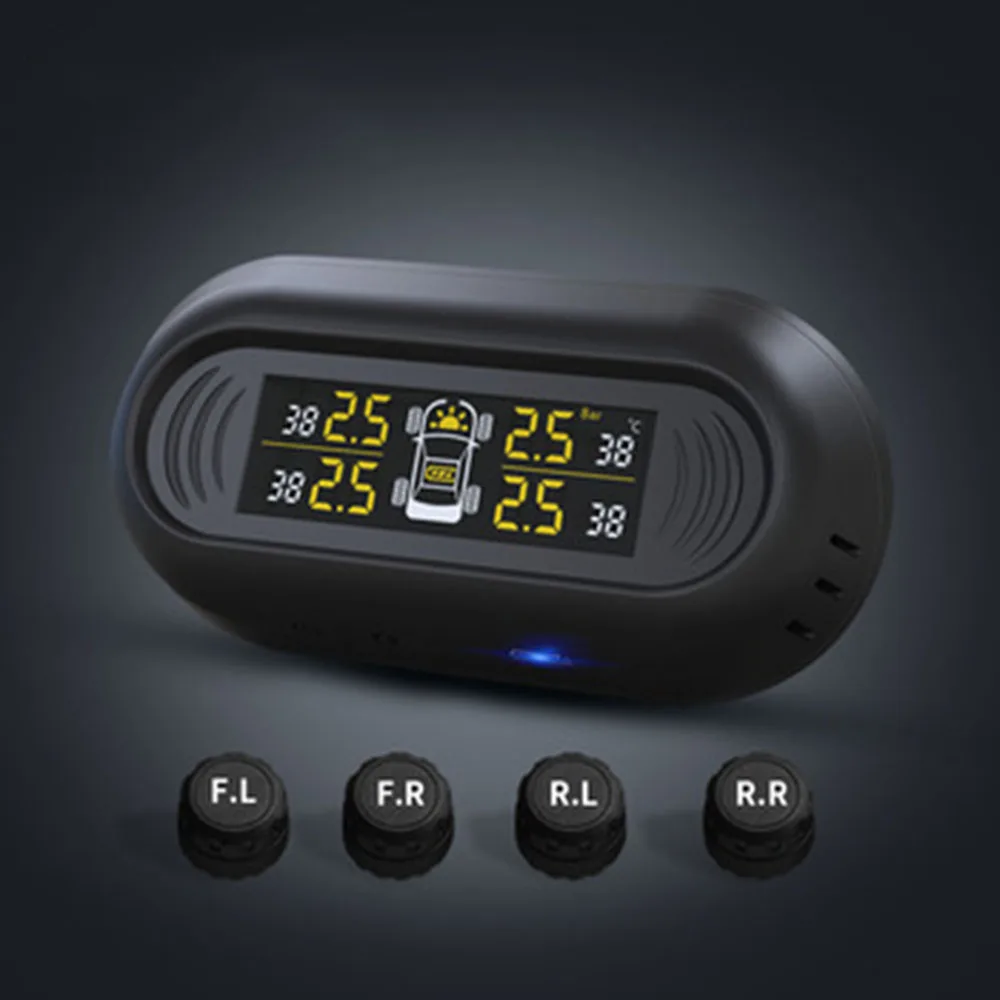 

Mini Windshield Wireless LCD Digital Gauge Car TPMS IP67 Solar Power Tire Pressure Monitoring System External Sensors