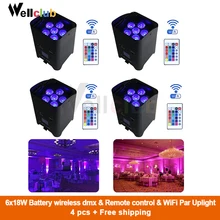 4 шт. беспроводной сценический светильник с аккумулятором power RGBWA UV 6 в 1 светодиодный светильник с Wi-Fi и пультом дистанционного управления для свадьбы светильник s сценический светильник ing
