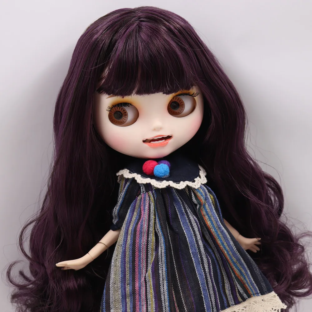 Ледяной обнаженный Blyth кукла No. BL135/950 фиолетовый микс черные волосы резные губы открытый рот матовые индивидуальные лица соединение тела 1/6 bjd