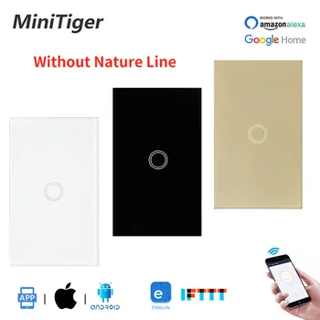 

Minitiger 1 Gang 1 Way US Standard Wall Touch Switch Ewelink No Neutral Wire Required Smart Light Switch Single Fire Line