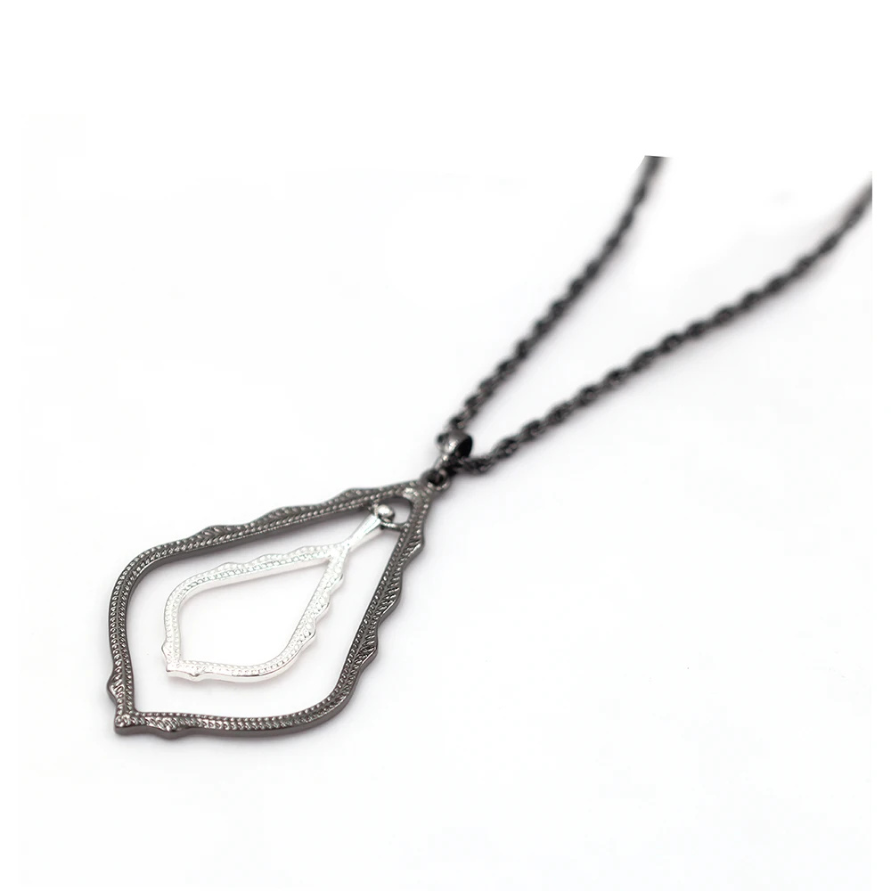 silver black necklace