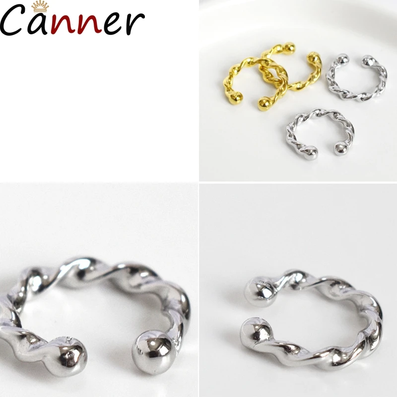 Canner S925 Стерлинговое Серебро минималистичный зажим для ушей, манжета, серьги без пирсинга-клипсы, выдолбленные u-образные массивные украшения
