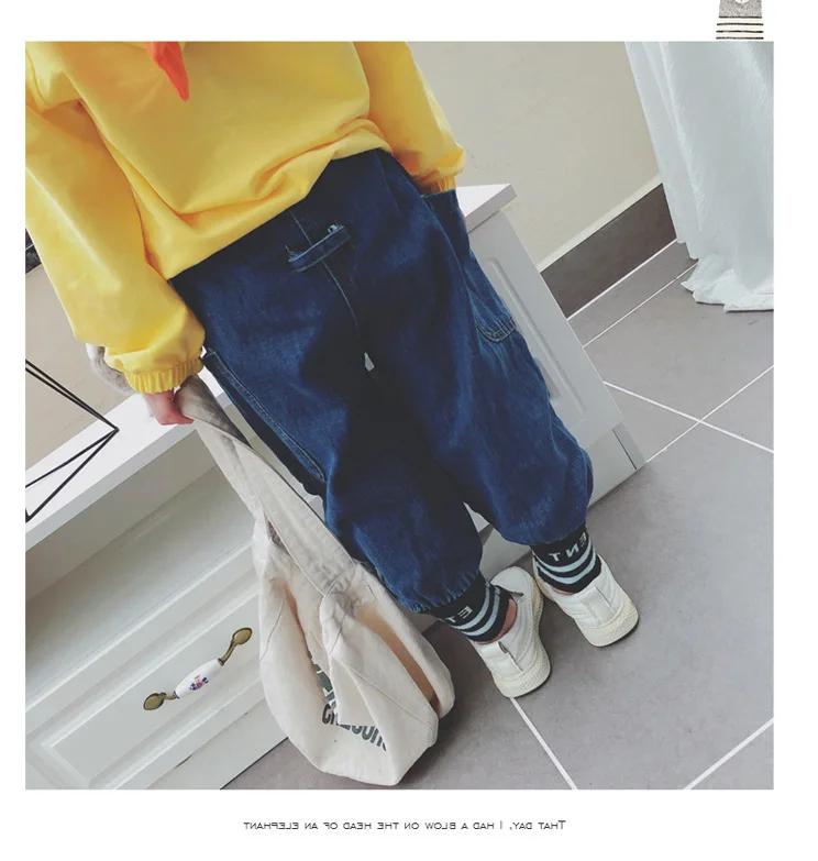 Men And Women Children Pants Thread Foot Mouth Jeans Bloomers 19 Spring Clothing New Style Childrenswear 3-8-Year-Old