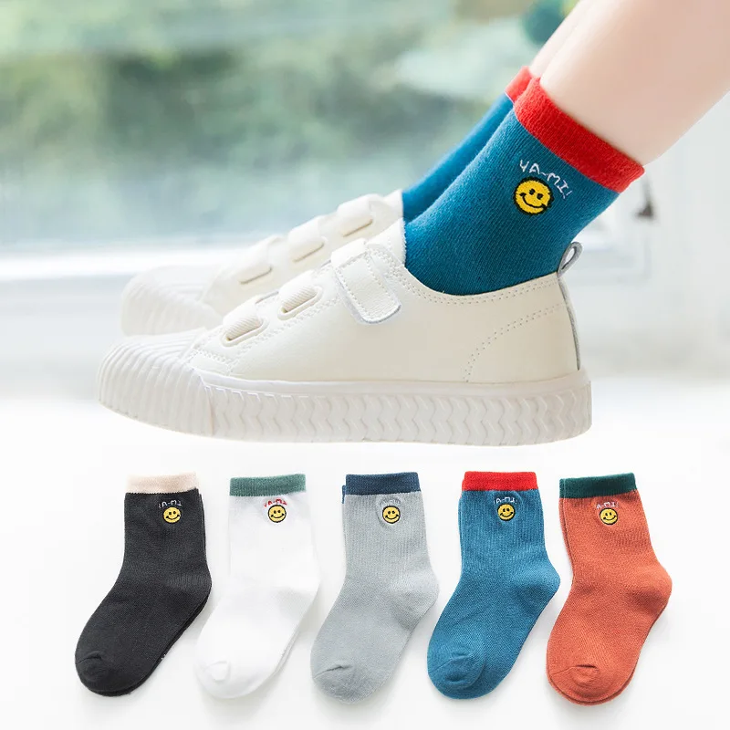 

BABY'S Socks Autumn And Winter CHILDREN'S Socks Kids Cartoon Smiling Face Embroidery Short Socks Men And Women Children Cotton S
