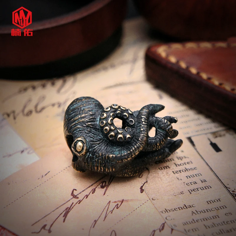 1 шт. Octopus Cruzu бронзовые латунные медные EDC бусы на веревочке шнурки подвески нож бусины зонтик веревка шнур Подвески Бусины