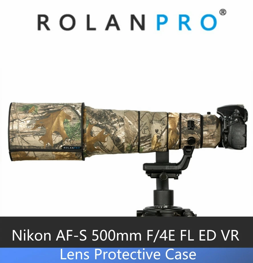 Rolanpro Lens Camouflage Coat Rain Cover For Nikon Afs 500mm F/4e Fl