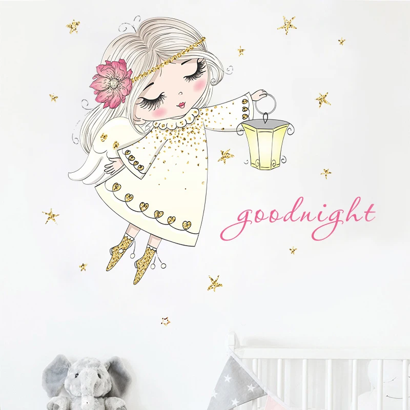 New Princess and Little Unicorn Wall Stickers Girl Cute Dreamy Wall Decor Bedroom Children's Room Living Room Decoration Vinyls