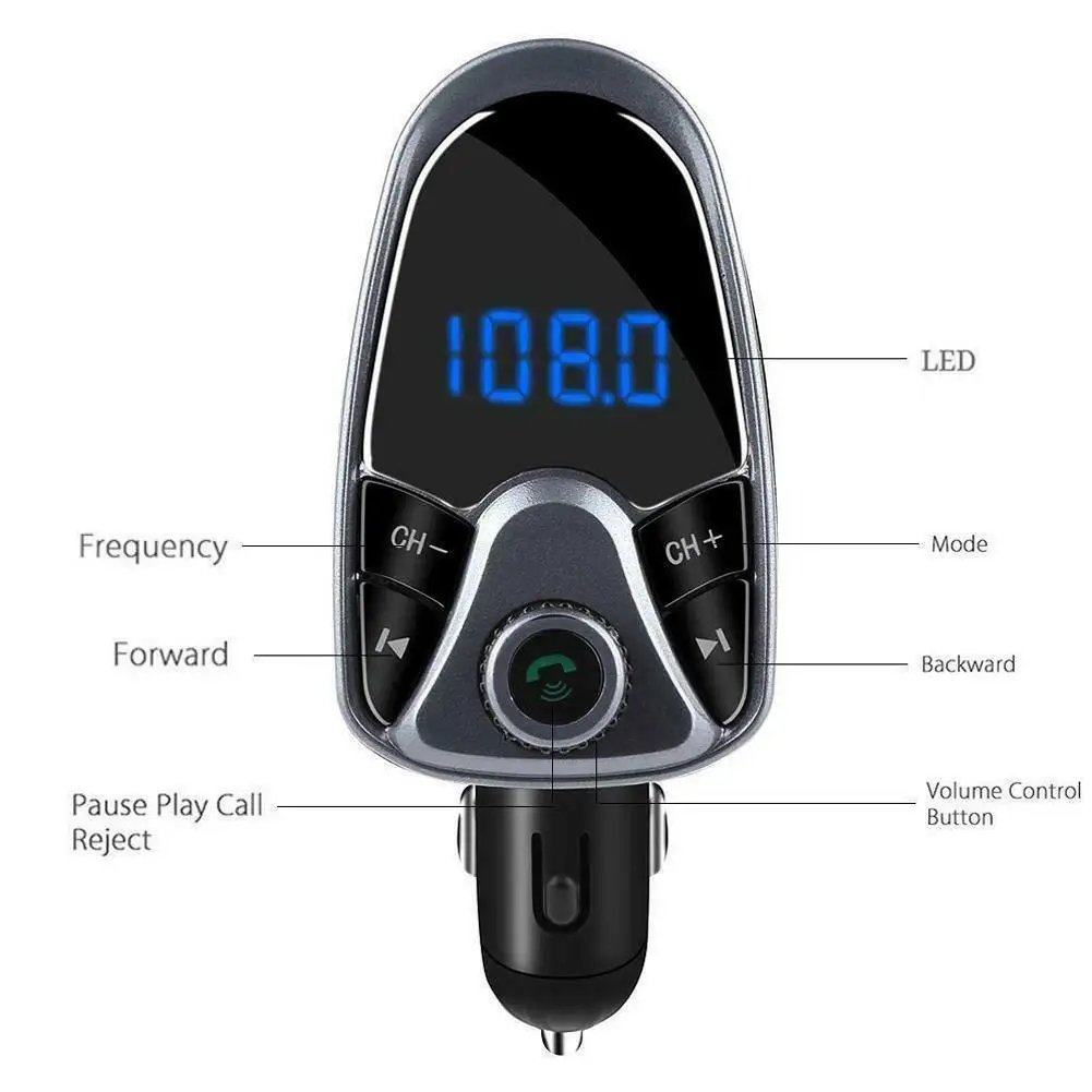 Автомобильный fm-передатчик Bluetooth FM mp3 плееры Hands-free модулятор Dual USB зарядное устройство совместимо с TF картой диск