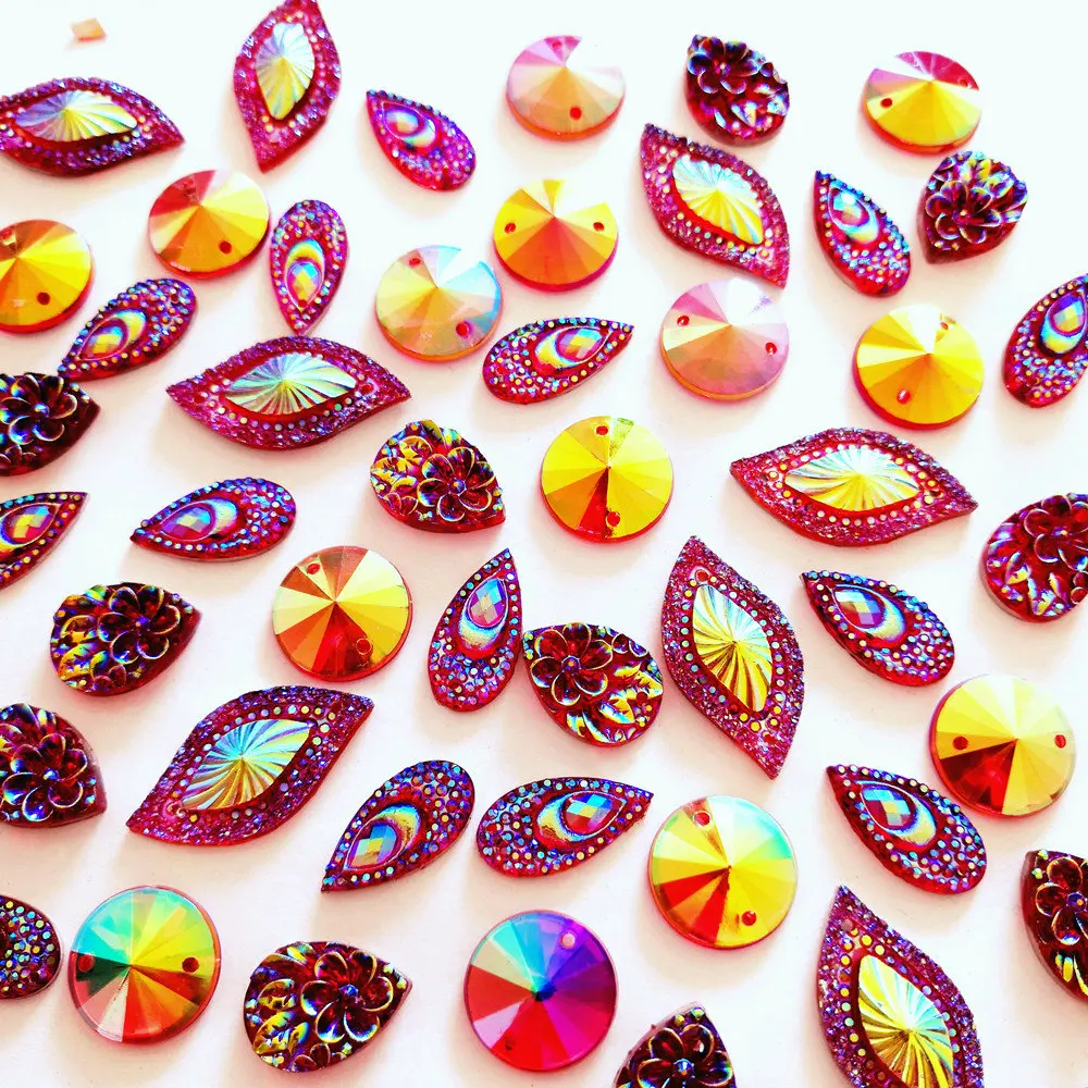 

Смешанные красные AB декоративные пришивные камни и кристаллы Diy Стразы с плоской задней стороной для кружева свадебная дизайнерская обувь Diy