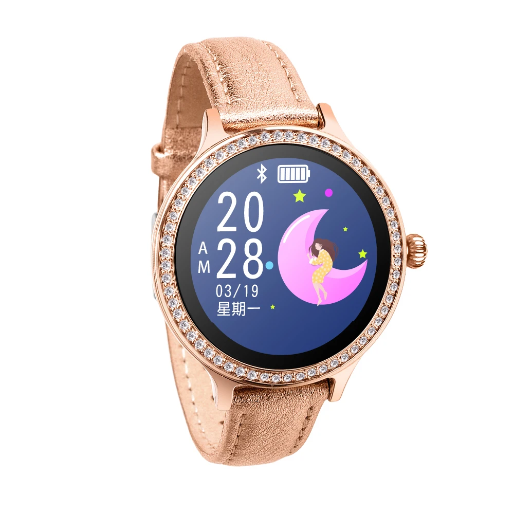 leather gold M8 часы женские браслет IP68 Водонепроницаемые парные часы - Цвет: leather gold
