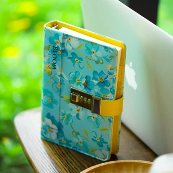 

Lovely Flower Notebook Diary with Lock Hand Book Password Lock Notebook Travel Planner Journal Student Girl Lock Note Books Gift