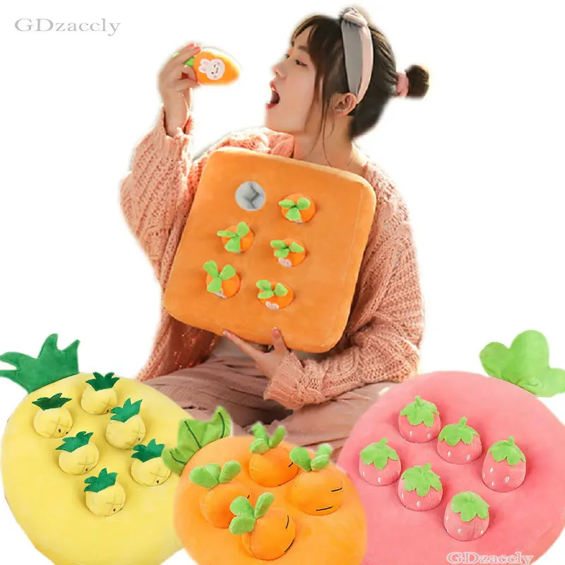 Children Educational Toy Pick Up Strawberry Fruits Ground Doll Stuffed 4 pcs Mini Carrots in a Earth Pillow Unqiue Gift For Kids clip on instrument pickup guitar pick up mini transducer