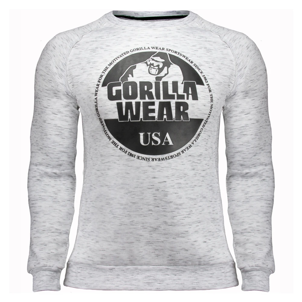 Light gray Спортивная Толстовка для фитнеса, толстовки для тренировок, мужская повседневная хлопковая спортивная одежда, осенняя Новинка, мужской модный пуловер с принтом, топы, брендовая одежда - Цвет: Light gray