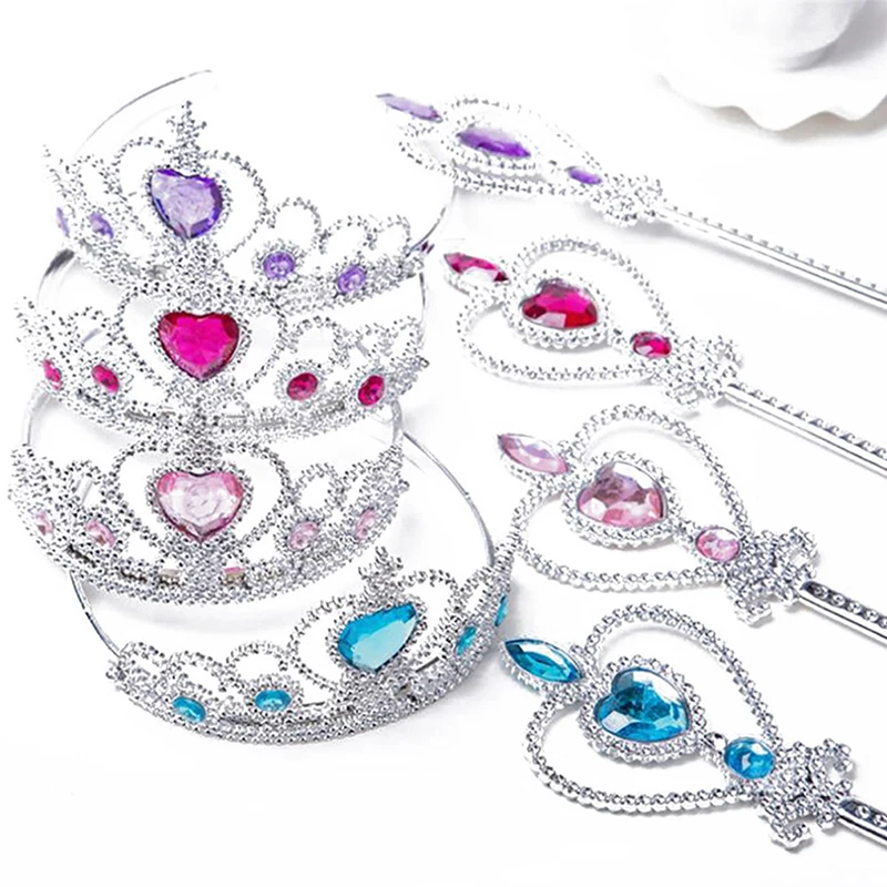 2 шт./компл. Принцесса Эльза \'s Tiara аксессуары, ювелирное изделие для детей короны+ Эльза волшебные палочки для девочек для рождественской вечеринки, подарок на праздник для девочек