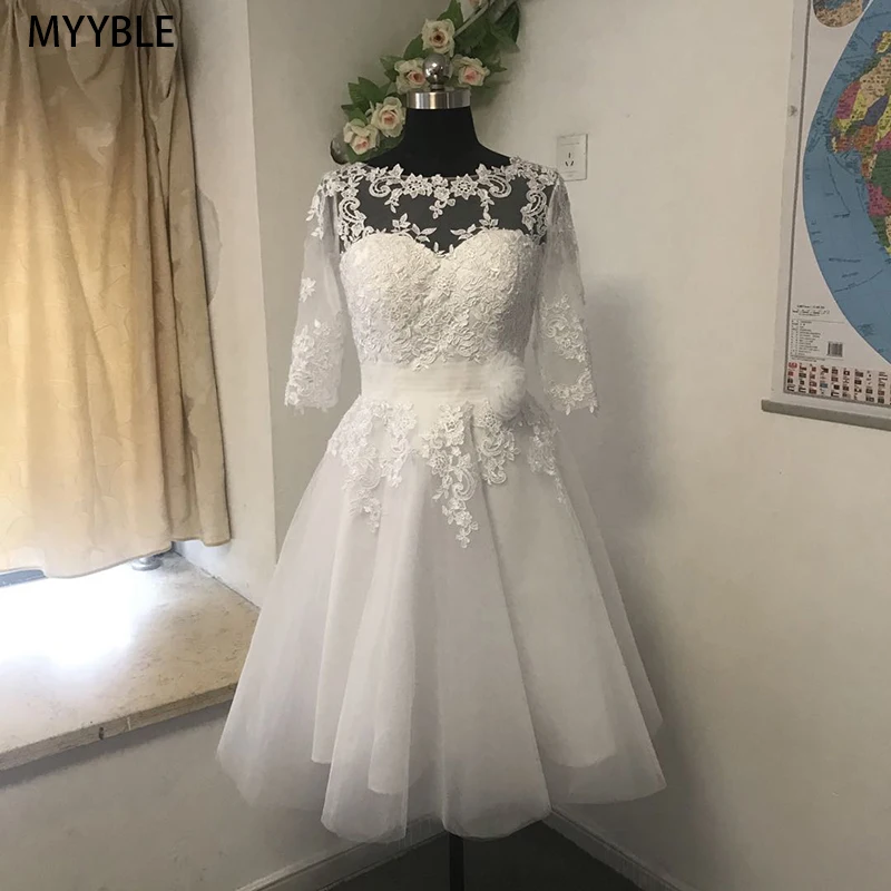 MYYBLE винтажное кружево цвета слоновой кости свадебные платья сексуальные чай Длина на заказ большие размеры
