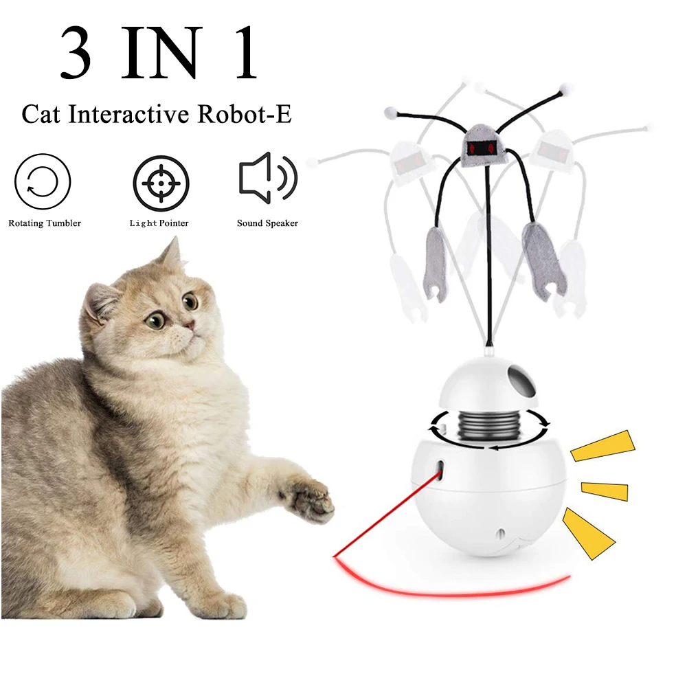 3 в 1 кошачья интерактивная игрушка Pet вращающийся стакан шар робот-е игрушечный светильник-указатель Многофункциональный Спиннер игрушка для кошек
