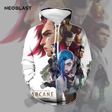 Moletons arcane anime jinx graffiti 3d padrões camisolas de grandes dimensões lol tema do jogo harajuku loversclothes pulôver roupas de inverno