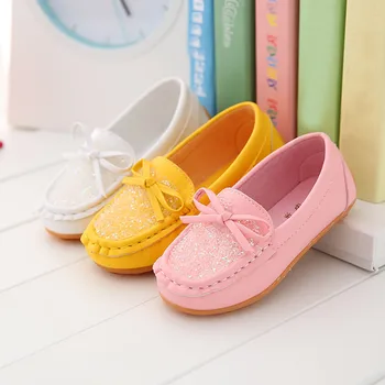

Baby Grils Leather Loafers 2019 Hot Sale Crystal Flats Shoe Children Light Weight Slip On Shoes Kids Girl Princess Shoes Loafer