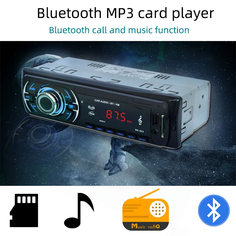 RK-523 стерео аудио MP3 плеер черный FM функция 4 колонки DC12V для автомобиля Поддержка USB/SD/Card Reader Bluetooth