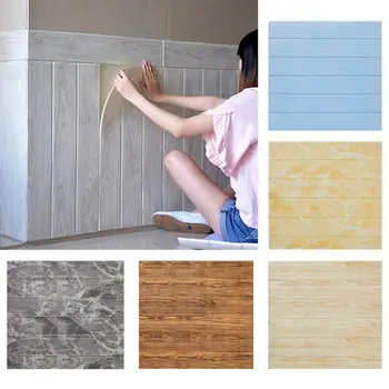 

3D imitation wood wall stickers Luxury living room upholstered walled wood wainscoting ceiling self-adhesive wallpaper