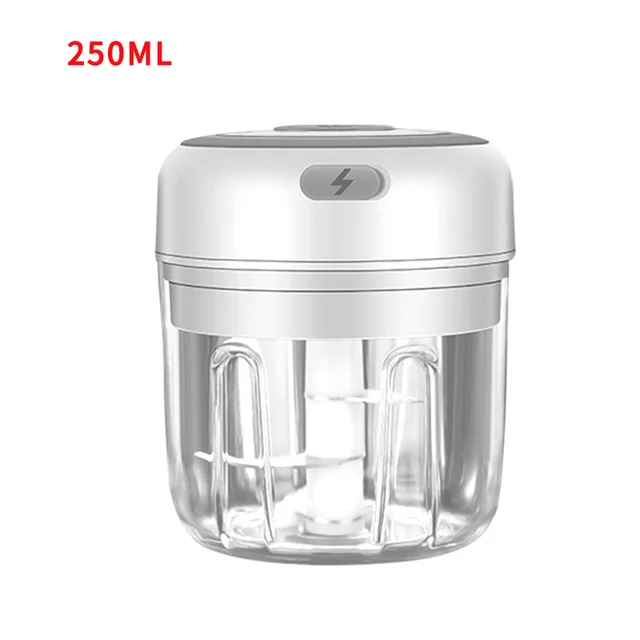 HiPiCok Electric Food Chopper Garlic Crusher Meat Grinder Mini Garlic Press Vegetable Chopper Masher Machine USB Kitchen Gadgets White 250ML