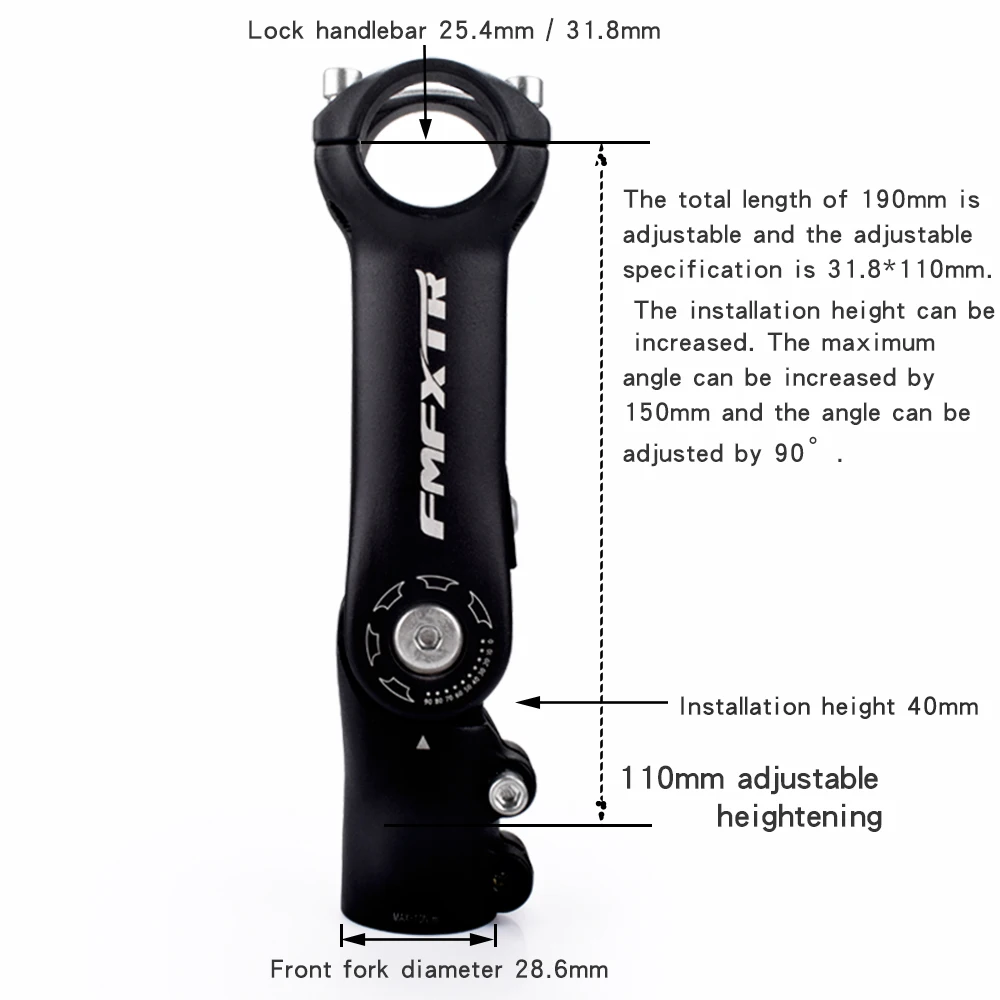 Руль для горного велосипеда, кран, руль для увеличения, регулируемый стояк 25,4*31,8, Регулируемый угол наклона