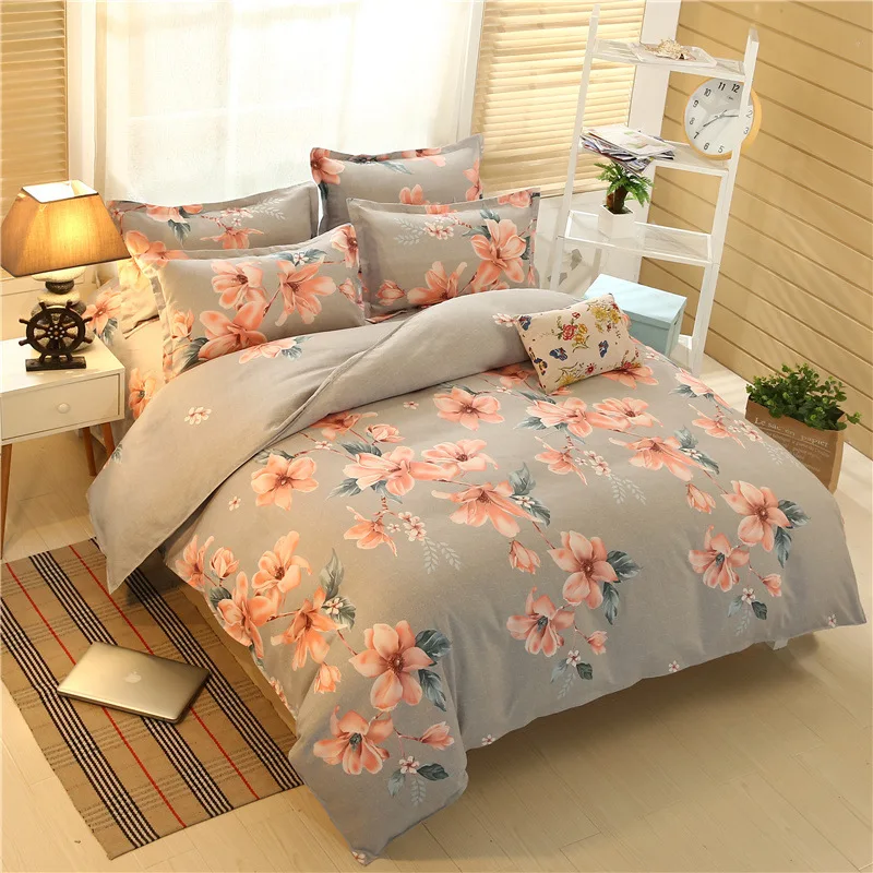 

New Style Skin-Friendly Cotton General Brushed Four-piece Set Single Double Printed 4 Pieces in a Set Quilt Cover Sheet