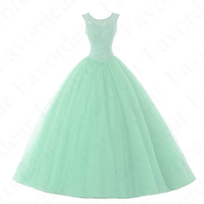 BLF-48-mint Favordear Vestido De 15 Anos бордовое Мятное черное бирюзовое платье с бисером бальное платье милое 15 нарядное платье с открытой спиной - Цвет: BLF-48-mint