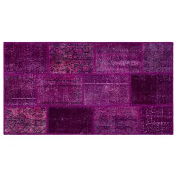 

Handmade Purple Vintage Overdyed Patchwork Area Rug 080x150 Cm-2'7''X4'11''