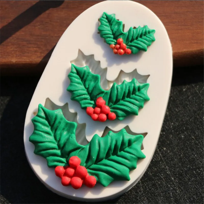 Christmas Leaves Shaped Silicone Mold for Confectionery Chocolate Fondant Cake Decoration Mould Tree Leaf Pastry Baking Tools | Дом и сад