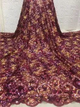 

2020 New Designs African Lace Fabric High Quality Lace Material French Embroidered Tulle Lace Fabric With Sequins YYZ336