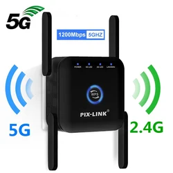 PIXLINK – répéteur Wi Fi sans fil 5G /2.4 ghz, 1200/300Mbps, amplificateur de Signal domestique pour extension longue portée, AP WPS 