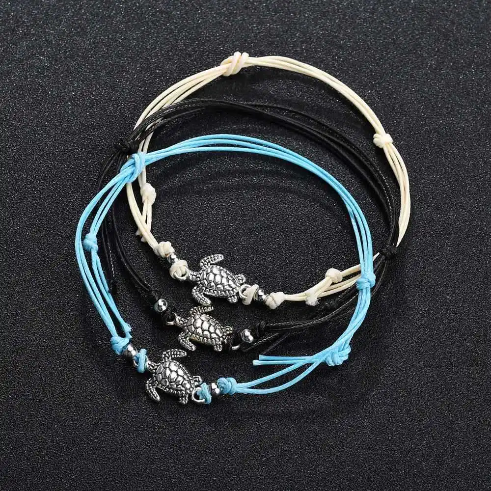 Turtle Anklets Women Fashion Beach Feet Decorations Female Ankle Bracelets 3 Rope Leg Bracelet 2018 Alloy Jewelry Accessories
