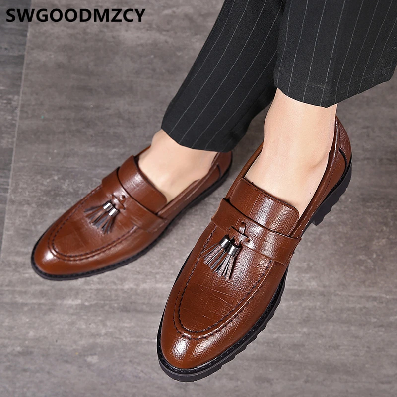 mens formal slip on leather shoes