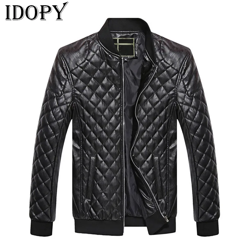

Idopy Jackets Men Slim Fit Casual Outerwear Bomber Jacket Windbreaker PU Motorcycle Leather Jackets