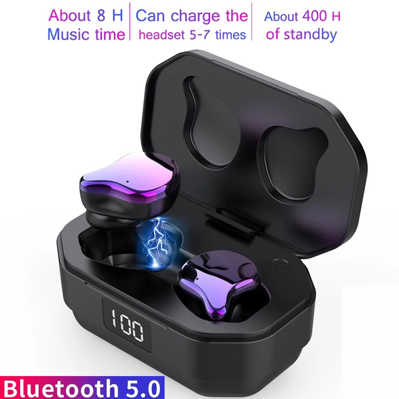 LEORY TWS HiFi Stereo Smart Touch Earphone Display bluetooth 5.0 Gradation Graphene Heavy Bass IPX7 Waterproof Earbus