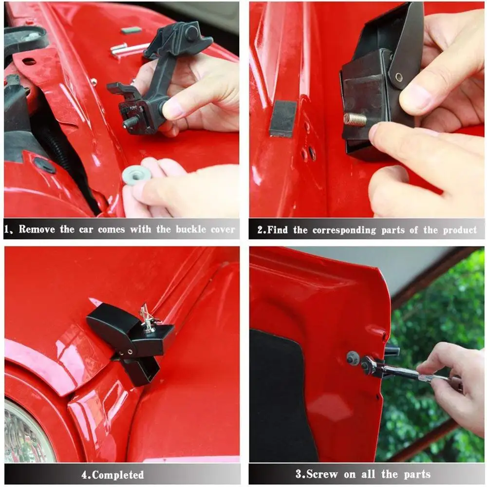 Для Jeep Wrangler Jk Jku 2007- крышка замок Пряжка с ключом безопасности автомобиля Hoodlock комплект аксессуары для модификации автомобиля