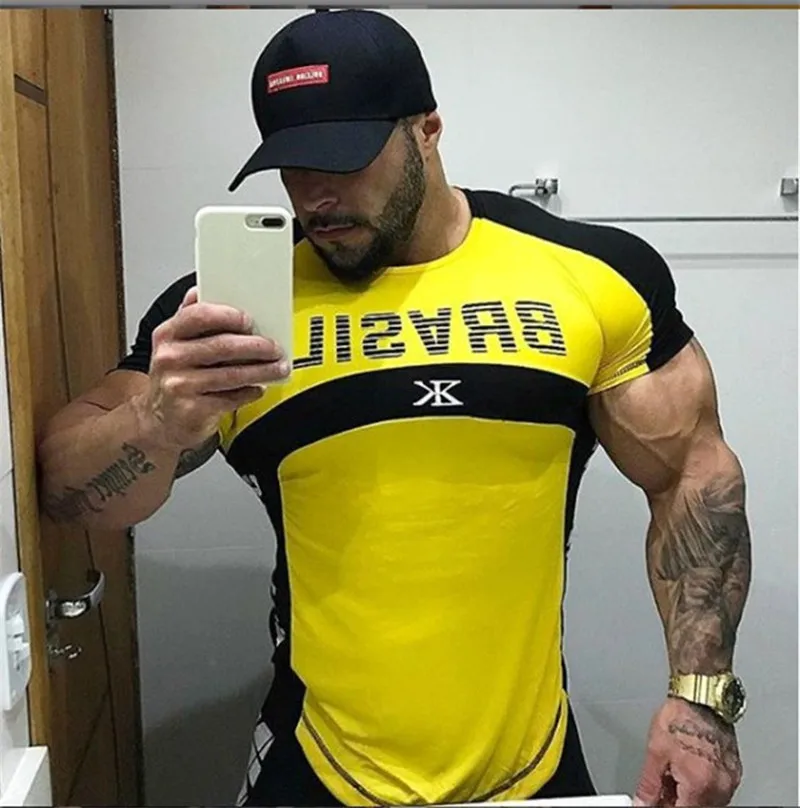 Футболка HETUAF Gyms, брендовая одежда, футболка для фитнеса, компрессионная футболка с коротким рукавом, футболка для бодибилдинга и упражнений