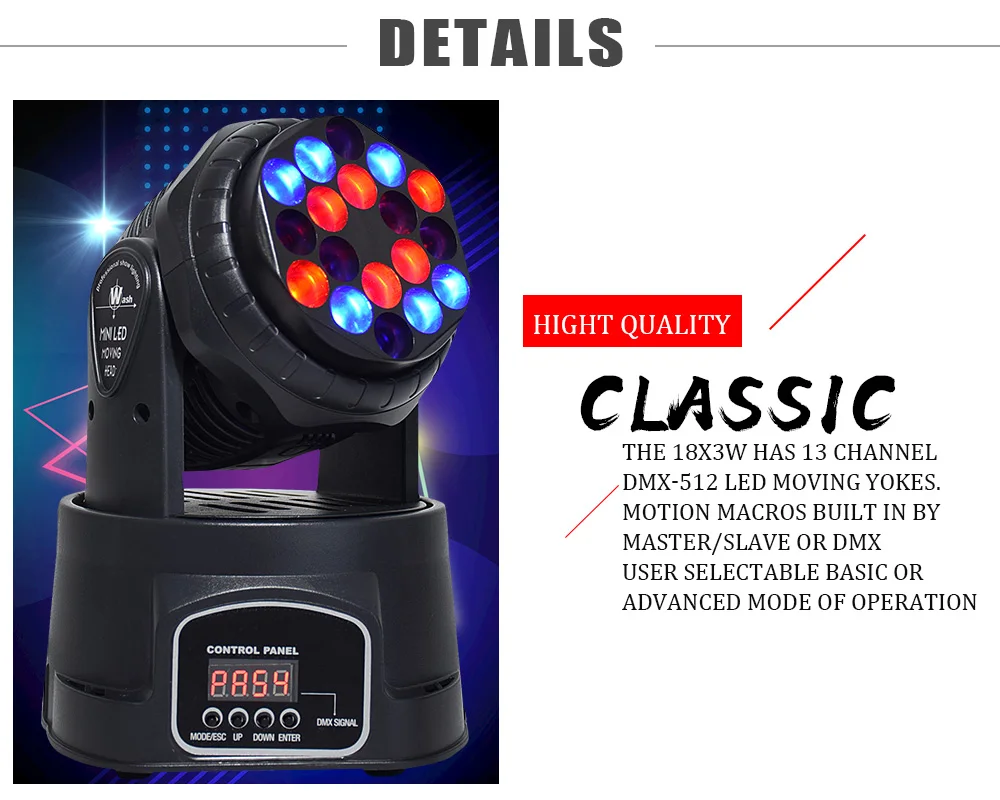 18x3 Вт rgb движущийся луч света идеально подходит для мобильных dj вечерние ночного клуба высокое качество сценическое освещение 4 шт./лот