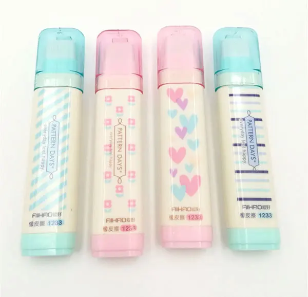 Милые полосатые Ластики карандаши милые кавайные резиновые ластики с сердечками