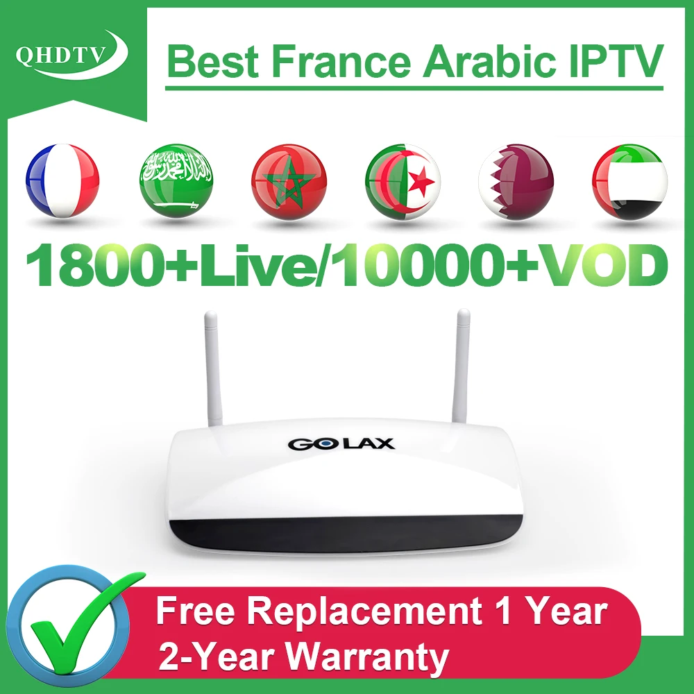 

Golax M6 IPTV France Android 7.1 Tv Box S905W QHDTV 1 Year Code 1800+Live France Arabic IPTV Subscription Morocco Algeria IP TV