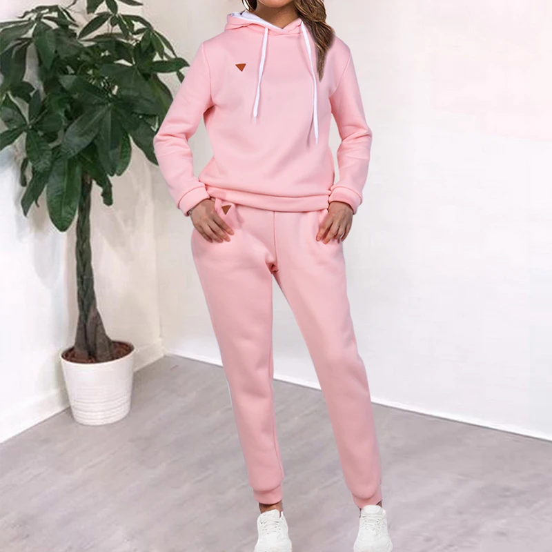 Style F-Pink Женский комплект из 2 предметов для бега, Модный Полосатый спортивный костюм с капюшоном, одежда для тренировок, повседневные свободные толстовки, костюмы для бега, спортивная одежда - Цвет: Style F-Pink