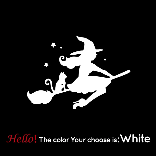 Creative Witch Car Decal Waterproof Self-Adhesive Removable Car Sticker Scratch Cover Decal Auto Decoration white